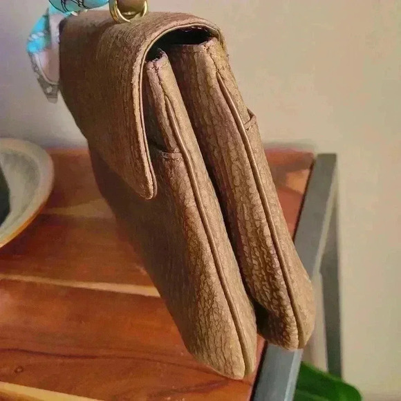 Rare Find Vintage TOHPO Brown Leather/Suede Bag Snap Button / Zip - Picture 7 of 10